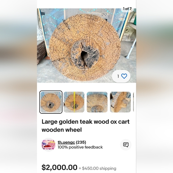 Late-19th Century c.1880s Antique Large Chinese Rustic Teak Wood Ox Cart Wheel - Picture 6 of 6